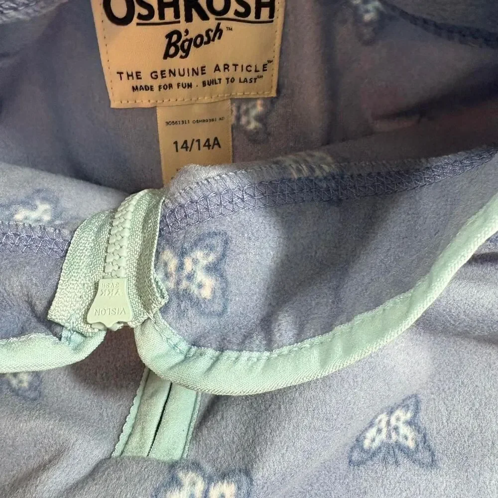 OSHKOSH 14 fleece owl print quarter zip pull over for kids EUC